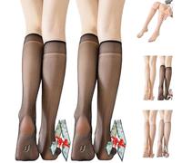 Générique Women's Invisible Stockings Dehorss, Ultra-Thin Sheer Knee-High Socks with Silicone Non-Slip Sole for Women (black2pcs)