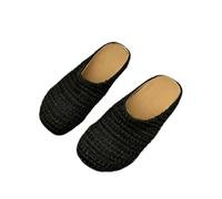 Générique Women's Knitted Mesh Flat Walking Mules, Casual Round Toe Slip on Slipper, Slip-On Soft Sole Work Sandals for Daily Wear (Black,43)