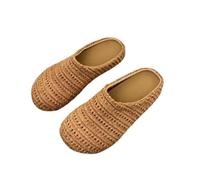 Générique Women's Knitted Mesh Flat Walking Mules, Casual Round Toe Slip on Slipper, Slip-On Soft Sole Work Sandals for Daily Wear (Brown,41)