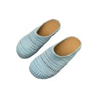 Générique Women's Knitted Mesh Flat Walking Mules, Casual Round Toe Slip on Slipper, Slip-On Soft Sole Work Sandals for Daily Wear (Blue,43)