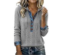 Générique Womens Knitted Sweaters V Neck Patchwork 2 in 1 Sweater Casual Cozy Soft Knit Clothes S