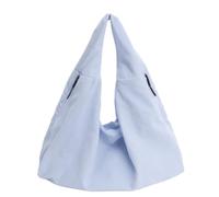 Générique Women's Large Capacity Corduroy Handbag, Solid Color Casual Shoulder Bag, Soft Fabric Daily Carryall Purse (Light blue)