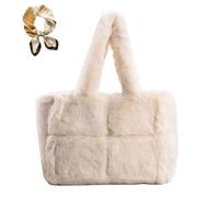 Générique Women's Large Capacity Plush Tote Bag, Soft Autumn Winter Top Handle Shoulder Bags, Fall Versatile Cozy Small Handbag