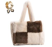 Générique Women's Large Capacity Plush Tote Bag, Soft Autumn Winter Top Handle Shoulder Bags, Fall Versatile Cozy Small Handbag