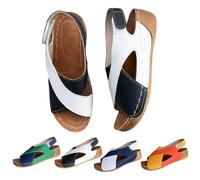 Générique Women's Large Size Cross-Laced Wedge Heel Sandals Summer Color Block Arch Support Shoes Open Toe Platform Wedge Sandals Slip on Flat Slippers Slides (Black,37)