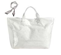 Générique Women's Letters Print Tote Bag, New PVC Large Kraft Paper Tote Bags for Women, Fashion Retro Totebag (M)