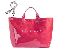 Générique Women's Letters Print Tote Bag, New PVC Large Kraft Paper Tote Bags for Women, Fashion Retro Totebag (K)