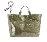 Générique Women's Letters Print Tote Bag, New PVC Large Kraft Paper Tote Bags for Women, Fashion Retro Totebag (D)