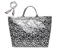 Générique Women's Letters Print Tote Bag,PVC Trendy Tote for Women,Trendy Plastic Tote Bag,Clear Hobo Handbag (P)