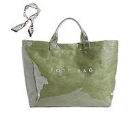 Générique Women's Letters Print Tote Bag,PVC Trendy Tote for Women,Trendy Plastic Tote Bag,Clear Hobo Handbag (E)