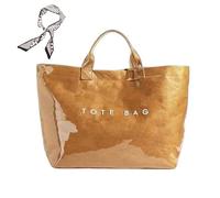 Générique Women's Letters Print Tote Bag,PVC Trendy Tote for Women,Trendy Plastic Tote Bag,Clear Hobo Handbag (D)