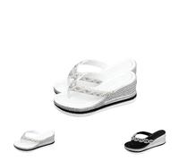 Générique Women's Lightweight Comfortable Non-Slip Wedge Sandals Plat form Boho Orthopedic Flip Flops with Arch Support (White,40)