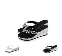 Générique Women's Lightweight Comfortable Non-Slip Wedge Sandals Plat form Boho Orthopedic Flip Flops with Arch Support (Black,41)