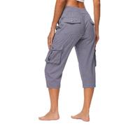 Générique Womens Lightweight Hiking Capris Pants Quick Dry Cargo Capris 6 Pockets Loose Fit 3/4 Length Cropped (Purple,TP)