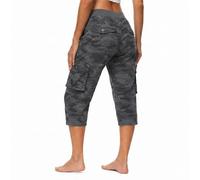 Générique Womens Lightweight Hiking Capris Pants Quick Dry Cargo Capris 6 Pockets Loose Fit 3/4 Length Cropped (Camouflage,M)