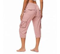 Générique Womens Lightweight Hiking Capris Pants Quick Dry Cargo Capris 6 Pockets Loose Fit 3/4 Length Cropped (Pink,S)