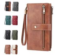 Générique Women's Long Wallet, Stylish Clutch, Elegant Solid Color RFID Blocking Leather Wallet (Brown)