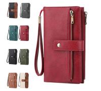 Générique Women's Long Wallet, Stylish Clutch, Elegant Solid Color RFID Blocking Leather Wallet (Burgundy)