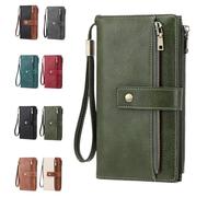 Générique Women's Long Wallet, Stylish Clutch, Elegant Solid Color RFID Blocking Leather Wallet (Green)