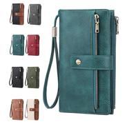 Générique Women's Long Wallet, Stylish Clutch, Elegant Solid Color RFID Blocking Leather Wallet (Peacock Blue)