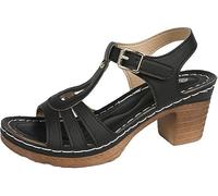 Générique Women's Low Wedge Heels 2026 Spring Summer Trendy Open Toe Shoes Adjustable Ankle Strap Pu Leather Sandals Comfortable Wedges Beach for Office Casual Shoes (Black,41)