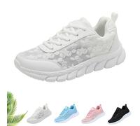 Générique Women's Luxurious Orthopedic Sneakers, Orthopedic Sneakers for Women, Lace Print Hollow Breathable Mesh Shoes, with Arch Support (White,43)