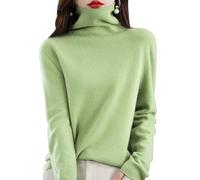 Générique Women's Merino Wool Jumpers Seamless Sweater Turtleneck Warm Soft First-Line Ready to Wear Ladies Long Sleeve Knitted Pullover Tops for Fall Winter Grass Green S