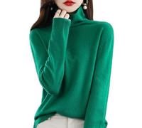 Générique Women's Merino Wool Jumpers Seamless Sweater Turtleneck Warm Soft First-Line Ready to Wear Ladies Long Sleeve Knitted Pullover Tops for Fall Winter Emerald Green XXL