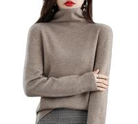 Générique Women's Merino Wool Jumpers Seamless Sweater Turtleneck Warm Soft First-Line Ready to Wear Ladies Long Sleeve Knitted Pullover Tops for Fall Winter Camel XXL