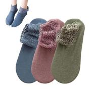 Générique Women's Non-Slip Thermal Lace Ankle Socks - Thick Ruffle Socks for Home Floor, Cute Kawaii Fall Winter (3pcs-2)