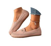 Générique Women's Orthopedic Leather Loafers, Beige Slip-on Flats, Anti-Slip, All-Day Comfort for Women, Lightweight Slip on Stitched Flat-Soled Casual with Flower (Pink,41)