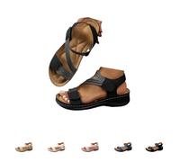 Générique Womens Orthopedic Wedge Sandals 2026 Arch Support Wide Width Adjustable Ankle Strap Hook & Loop Open Toe Platform Comfortable Walking Casual Dressy Summer Beach Shoes (black,36)