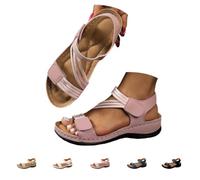 Générique Womens Orthopedic Wedge Sandals 2026 Arch Support Wide Width Adjustable Ankle Strap Hook & Loop Open Toe Platform Comfortable Walking Casual Dressy Summer Beach Shoes (pink,42)