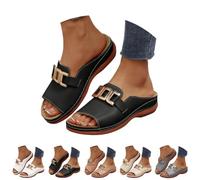 Générique Women's Orthopedic Wedge Sandals Arch Support Slip On Platform Slides Wide Width Open Toe Cushioned Comfortable Beach Casual Walking Mules (black,41)