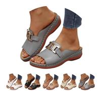 Générique Women's Orthopedic Wedge Sandals Arch Support Slip On Platform Slides Wide Width Open Toe Cushioned Comfortable Beach Casual Walking Mules (gray,37)
