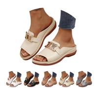 Générique Women's Orthopedic Wedge Sandals Arch Support Slip On Platform Slides Wide Width Open Toe Cushioned Comfortable Beach Casual Walking Mules (beige,38)