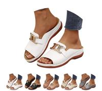 Générique Women's Orthopedic Wedge Sandals Arch Support Slip On Platform Slides Wide Width Open Toe Cushioned Comfortable Beach Casual Walking Mules (white,38)