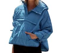 Générique Womens Oversized Hooded Puffer Jacket, Quilted Dolman Hoodies Pullover Packable Hooded Oversize Winter Coat, Fall Coat (C,TG)