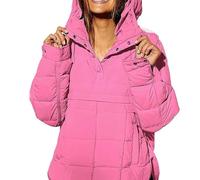 Générique Womens Oversized Hooded Puffer Jacket, Quilted Dolman Hoodies Pullover Packable Hooded Oversize Winter Coat, Fall Coat (E,3TG)
