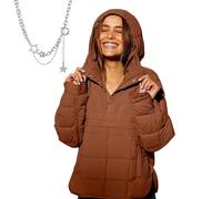 Générique Women's Oversized Hooded Puffer Jacket, Quilted Lightweight Winter Warm Pullover Padded Hoodies Coat, Dolman Hoodies (dark brown,M)
