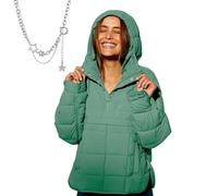 Générique Women's Oversized Hooded Puffer Jacket, Quilted Lightweight Winter Warm Pullover Padded Hoodies Coat, Dolman Hoodies (green,Grand)