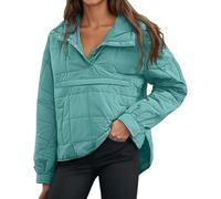 Générique Women's Oversized Hooded, Puffer Jacket Quilted Lightweight Winter Warm Pullover, Padded Hoodies Coat, Dolman Hoodies (Lake Blue,Grand)