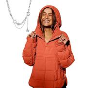 Générique Women's Oversized Hooded Puffer Jacket, Quilted Lightweight Winter Warm Pullover Padded Hoodies Coat, Dolman Hoodies (orange,3TG)