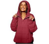 Générique Women's Oversized Hooded Puffer Jacket Quilted Pullover Lightweight Winter Coat Warm Padded Hoodie Casual Outerwear