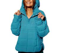 Générique Womens Oversized Puffer Jacket, Quilted Dolman Hoodies Pullover Packable, Autumn and Winter Wear, Lightweight versatile (Lake Blue,3XL)