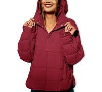 Générique Womens Oversized Puffer Jacket, Quilted Dolman Hoodies Pullover Packable, Autumn and Winter Wear, Lightweight versatile (Burgundy,4XL)