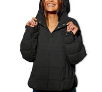 Générique Womens Oversized Puffer Jacket, Quilted Dolman Hoodies Pullover Packable, Autumn and Winter Wear, Lightweight versatile (Black,L)