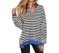 Générique Womens Oversized Sweatshirt V Neck Long Sleeve Tunic Lightweight Pullover, 2025 Fashion Outfits, for Woman (01,M)