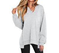 Générique Womens Oversized Sweatshirt V Neck Long Sleeve Tunic Lightweight Pullover, 2025 Fashion Outfits, for Woman (02,S)