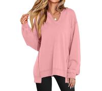 Générique Womens Oversized Sweatshirt V Neck Long Sleeve Tunic Lightweight Pullover, 2025 Fashion Outfits, for Woman (05,TTG)